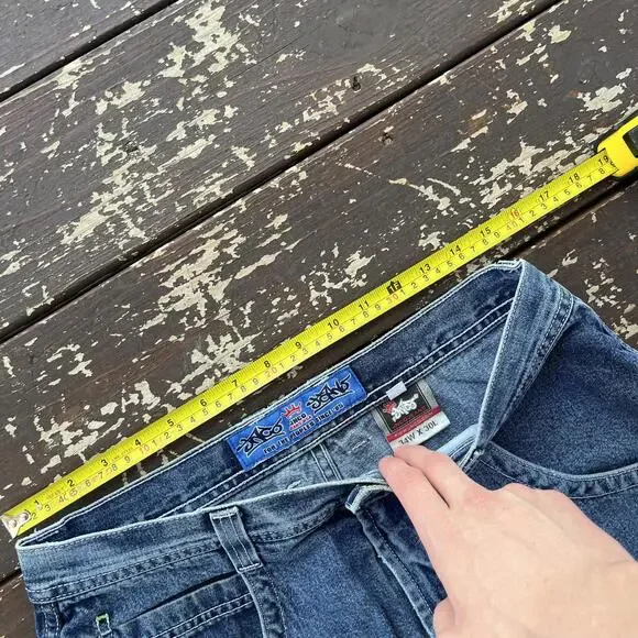 (32x28) Vintage 90s Y2K JNCO Jeans Scroll Embroidered Faded Distressed - Picture 5 of 8